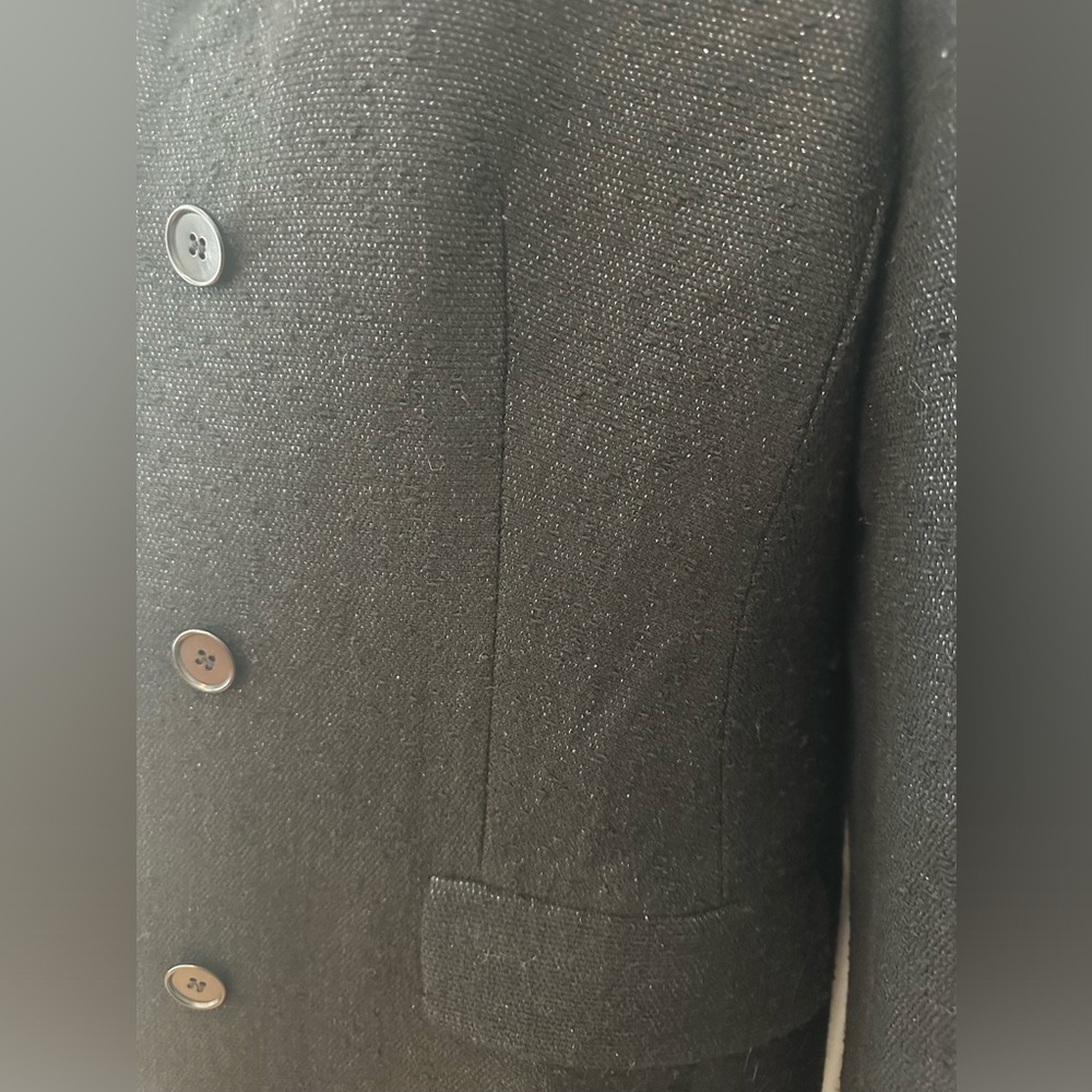 Talbots Black Elegant Wool Blend Shimmery Long Peacoat (Size 12) - Picture 6 of 9